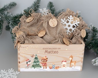 Adventskiste, Adventskalender Kinder, Adventskalender zum Befüllen, Adventskiste Kinder, Holz Adventskalender