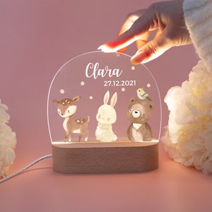 Nachtlicht Kinder, Baby Nachtlicht, Geburt Mädchen, Nachtlicht Bär, Nachtlicht Hase, Nachtlicht Reh, Geburtslicht, Lampe Baby