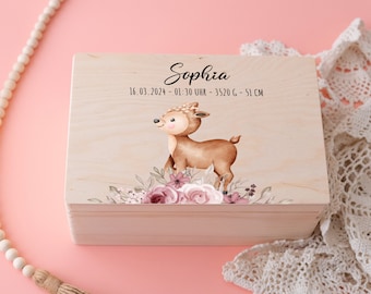 Memory box deer, memory box girl, personalized memory box, memory box baby, birth gift, baptism gift