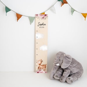 Messlatte Kinder, Baby Messlatte, Messlatte Reh, Messleiste Mädchen, Wachstumsskala Holz, Kinderzimmer Reh, Taufe Mädchen