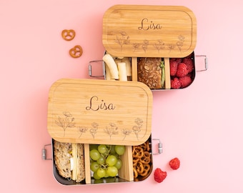 Brotdose Blumen, Brotdose Mädchen, Personalisierte Brotdose, Taufe, Geschenk Kleinkind, Einschulung, Vesperdose, Brotbüchse