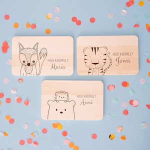 Frühstücksbrett personalisiert, Personalisierte Geschenke, Frühstücksbrettchen Kinder, Kindergeschenke, Frühstücksbrett Fuchs, Tiger, Bär