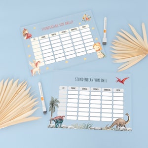 Stundenplan abwischbar, Einschulung, Stundenplan, Personalisierter Stundenplan, Stundenplan Acryl abwischbar, Schulkind Stundenplan