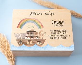 Caja de memoria de bautismo, bautismo, caja de bautismo, caja de bautismo, regalo de bautismo de niño, regalo de bautismo de niña, bautismo del Arca de Noé, salmo de bautismo