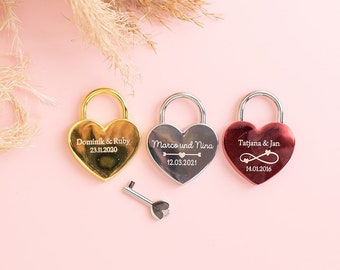 Love lock, lock with engraving, heart engraving, move-in gift, love lock with engraving, wedding gift personalized