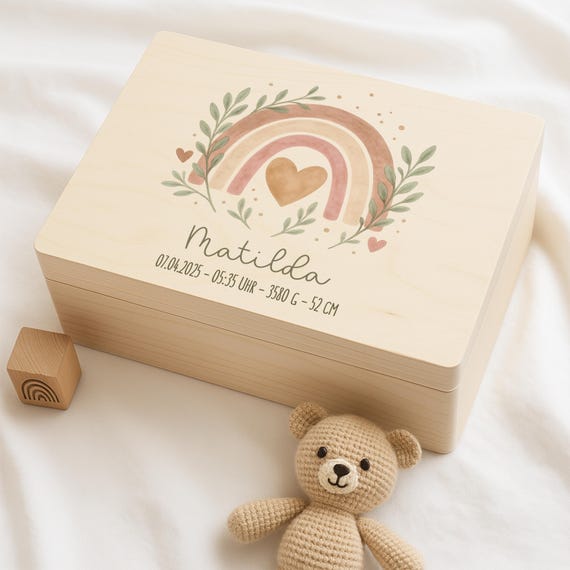 Erinnerungskiste Baby, Erinnerungskiste Regenbogen, Erinnerungsbox Baby, Erinnerungskiste Geburt, Taufgeschenk, Taufe Kiste