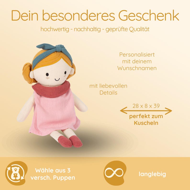 Personlig gosedjur, docka, mjuk docka pojke, gosedjur pojke, födelsepresent till tvillingar, födelsepresent till flicka, födelsepresent till pojke bild 3
