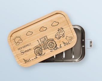 Brotdose Traktor, Brotdose Bauernhof, Brotdose personalisiert, Kinder Geschenke, Schulanfang, Schultüte, Brotdose für Kinder, Vesperbox Kita