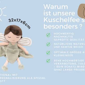 Plüschtier Fee, Personalisiertes Kuscheltier, Baby Stofftier, Fee, Geschenk zur Geburt Mädchen, Kuscheltier Puppe Bild 6