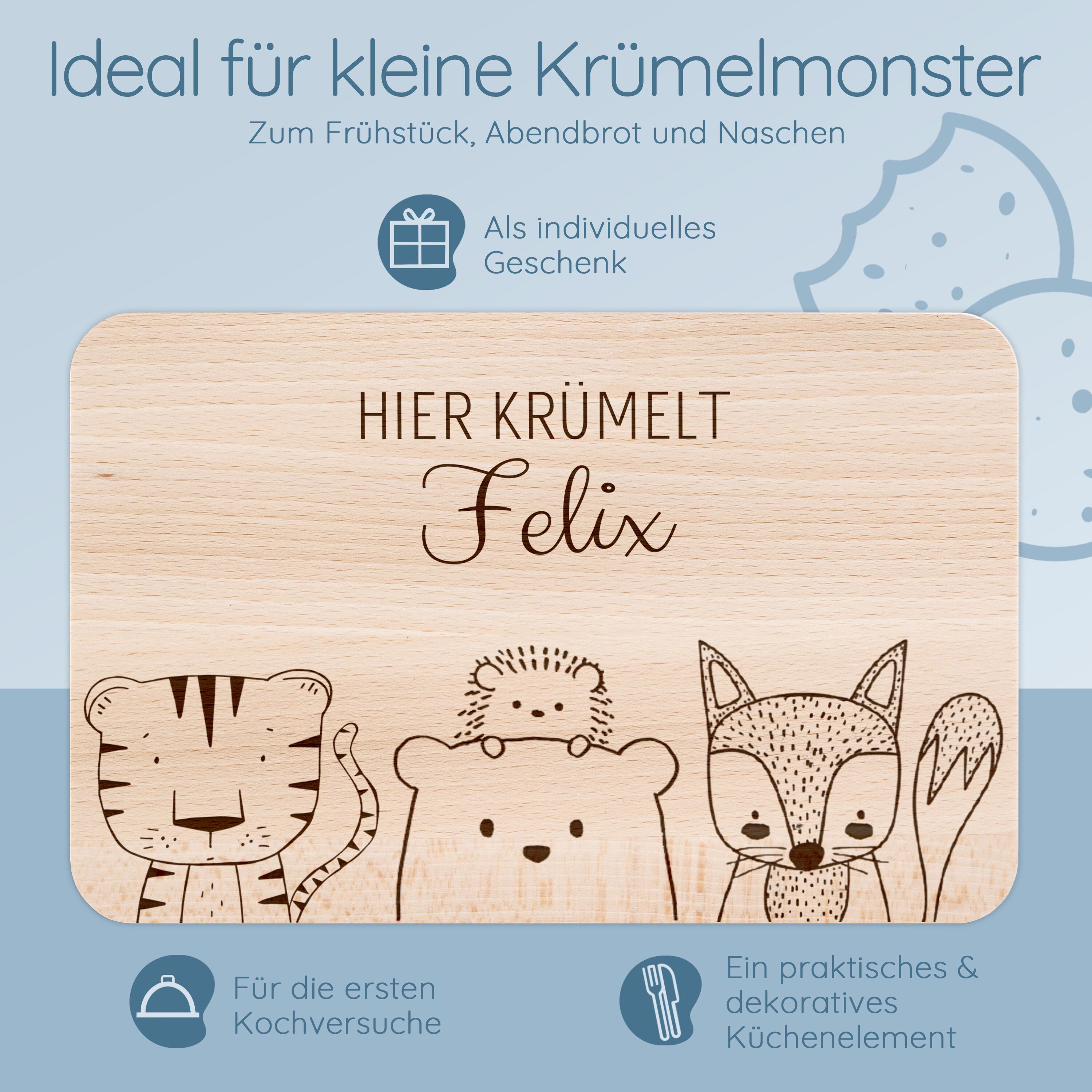 Heidi Frühstücksbrett Aus Naturholz – Personalisiert Mit Gravur – Süßes Geschenk Für Kinder Und Erwachsene