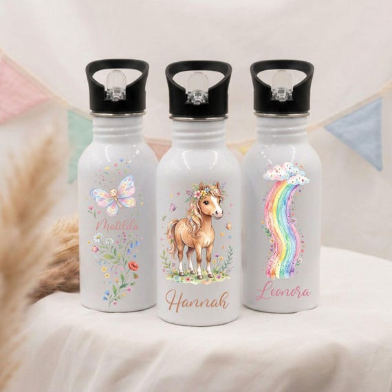 Trinkflasche Mädchen, Trinkflasche Personalisiert, Trinkflasche Mit Strohhalm, Trinkflasche Kohlensäure, Trinkflasche Regenbogen, Gourde