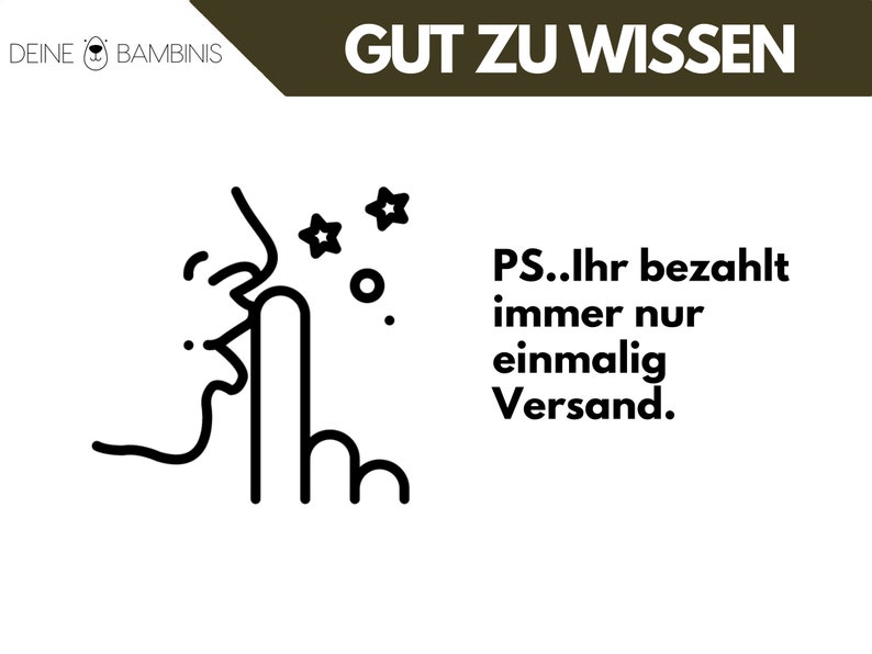 Pode incluir: Ilustra&ccedil;&atilde;o em preto e branco de uma pessoa espirrando com estrelas e pontos saindo de sua boca. O texto diz "PS...Ihr bezahlt immer nur einmalig Versand."