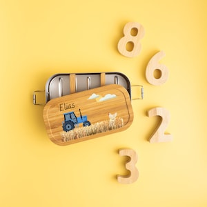 Lunchbox tractor, lunchbox kinderen, lunchbox gepersonaliseerd, tractor, lunchbox jongen, lunchbox roestvrij staal, lunchbox met naam afbeelding 3