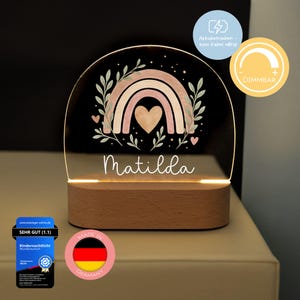 Nachtlicht personalisiert, Babygeschenk Geburt, Taufe, Taufgeschenk Mädchen, Nachtlicht Regenbogen, Personalisierte Nachtlampe aus Acryl