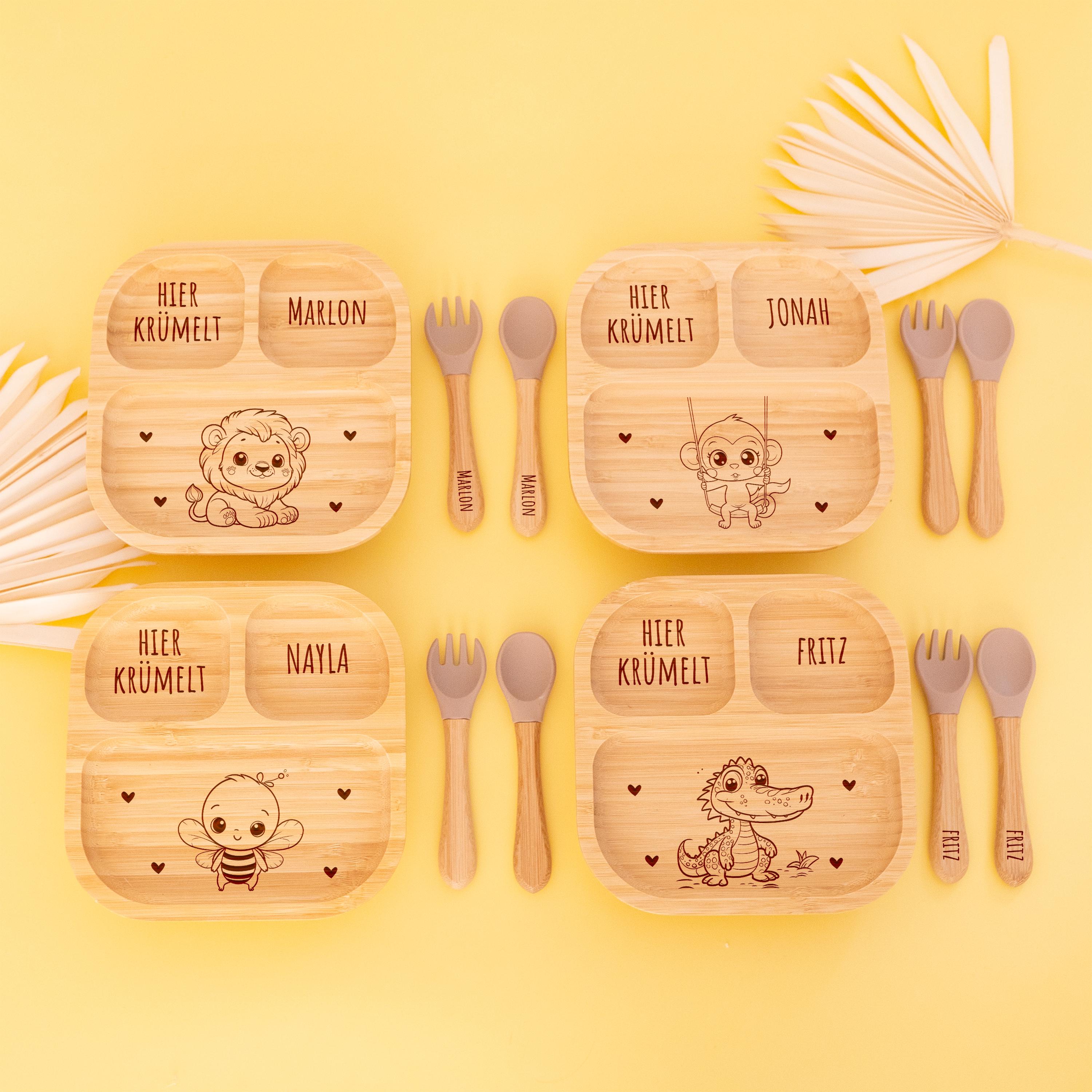6-teiliges Babyparty-Geschenkset Aus Bambus – Inkl. Käsebrett, Besteck, Handtuch & Dankeskarte Für Gewinner Oder Gäste