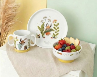 Barnporslinsservis, personligt barnporslin, barnporslin, barntallrikar, babyporslinsset