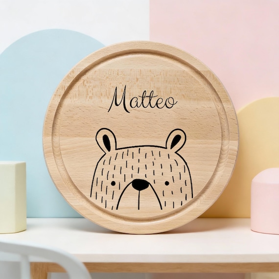 Buy Frühstücksbrett Personalisiert Kinder, Frühstücksbrettchen Rund, Holzbrett Kinder, Personalisiertes Geschenk Baby, Vesperbrett Online in India