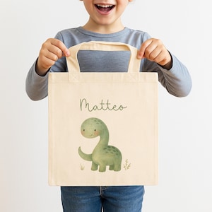 Sac en tissu maternelle, sac à langer maternelle, sac en tissu enfant, sac en tissu dinosaure, maternelle garçon