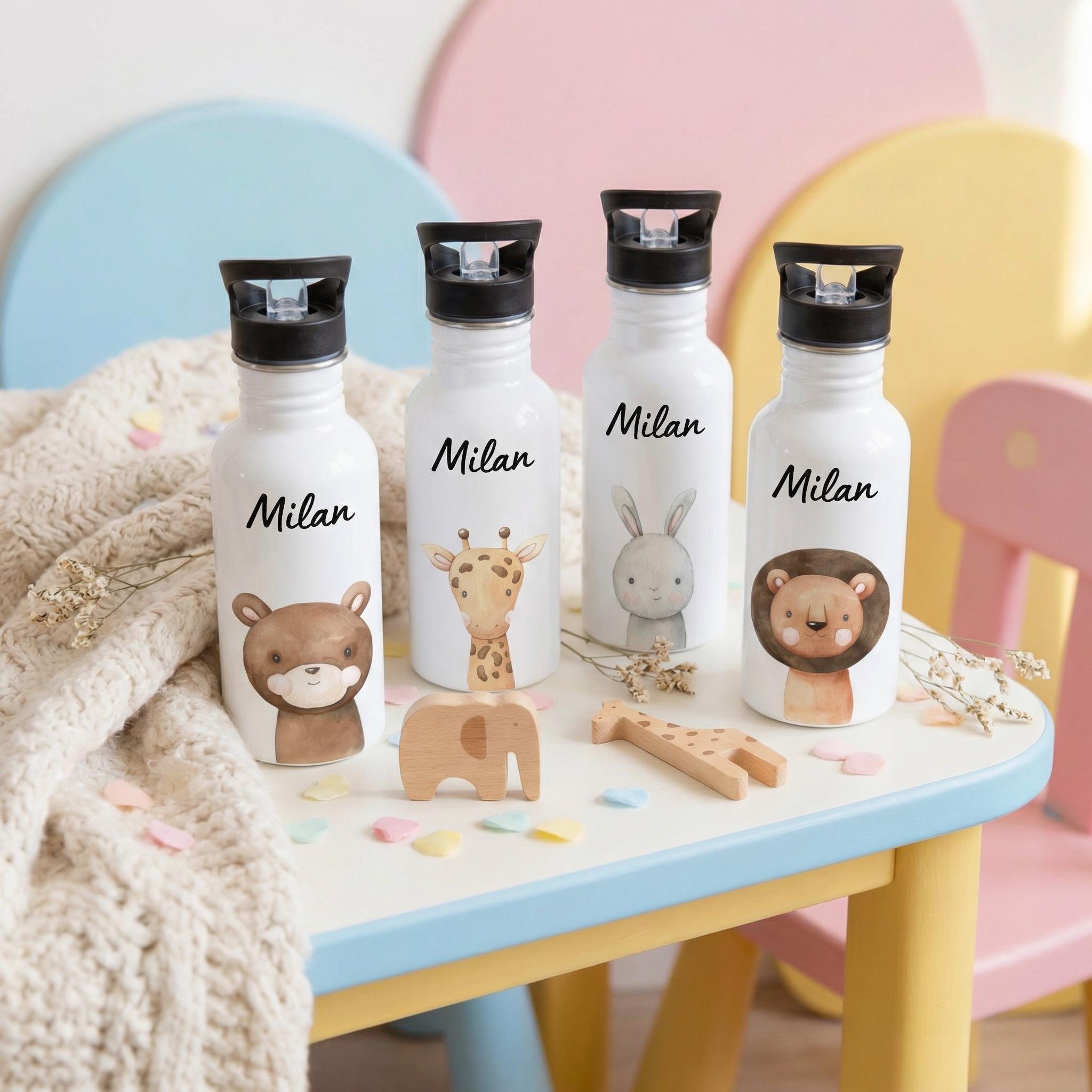 Trinkflasche Kinder, Trinkflasche personalisiert, Trinkflasche Edelstahl, Kindertrinkflasche, Flasche 1 jährige, Trinkflasche Löwe