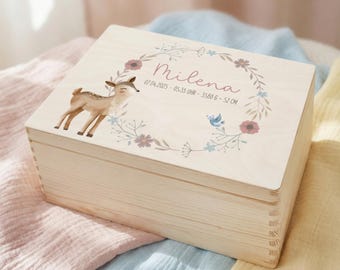 Erinnerungskiste, Erinnerungsbox Baby Reh, Erinnerungsbox Mädchen, Geschenk Geburt, Baby Mädchen, Baby gift, memory box