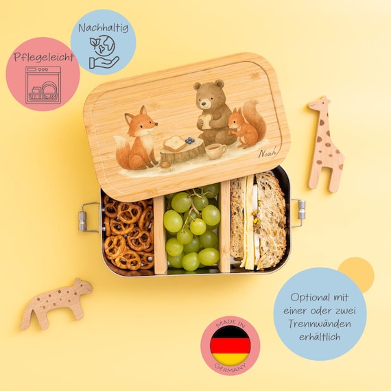 Brotdose Kinder, Brotdose Personalisiert, Kindergarten, Brotdose Edelstahl, Vesperdose, Lunchbox, Einschulung, Brotdose Bär