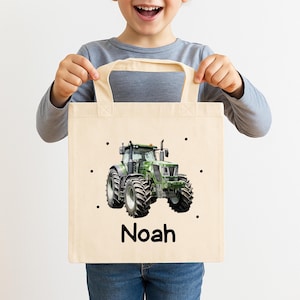 Sac en tissu maternelle, sac à langer maternelle, sac en tissu enfant, sac en tissu tracteur, maternelle garçon