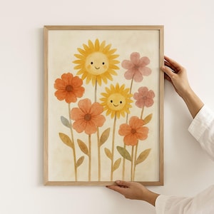 Blumen Poster, Kinderzimmer Poster Mädchen, Wanddeko Mädchenzimmer, Babyzimmer Mädchen