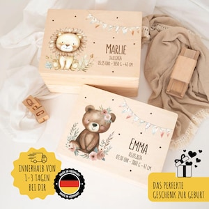Erinnerungskiste Baby, Erinnerungskiste, Geburt, Babygeschenke, Erinnerungskiste Löwe, Erinnerungskiste Bär, Baby gift