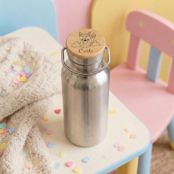 Trinkflasche Fuchs, Trinkflasche Kinder, Trinkflasche personalisiert, Trinkflasche Edelstahl, Kindertrinkflasche, Personalisierte Geschenke