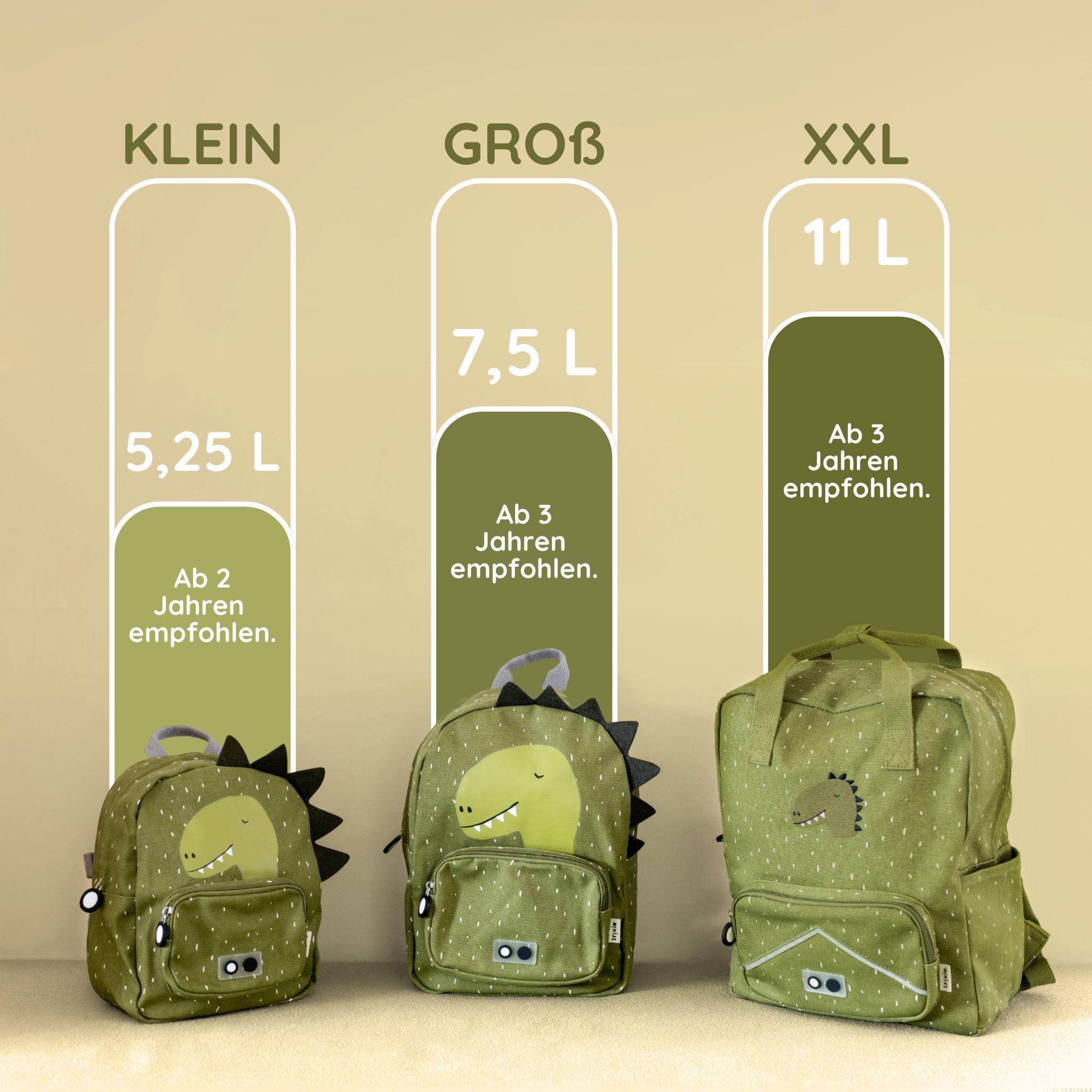 Dino-Kindergartenrucksack (33 Cm) Mit Brustgurt | Leicht & Spritzwassergeschützt Für Kinder 2-7 Jahre (Grün)