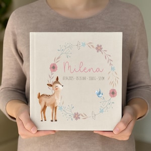 Album photo bébé, album photo cerf, album bébé, livre photo bébé, album photo enfants, ma première année, album bébé