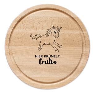 Frühstücksbrett personalisiert, Brettchen Einhorn, Brettchen Mädchen, Brettchen rund, Holzbrett personalisiert, Brett personalisiert