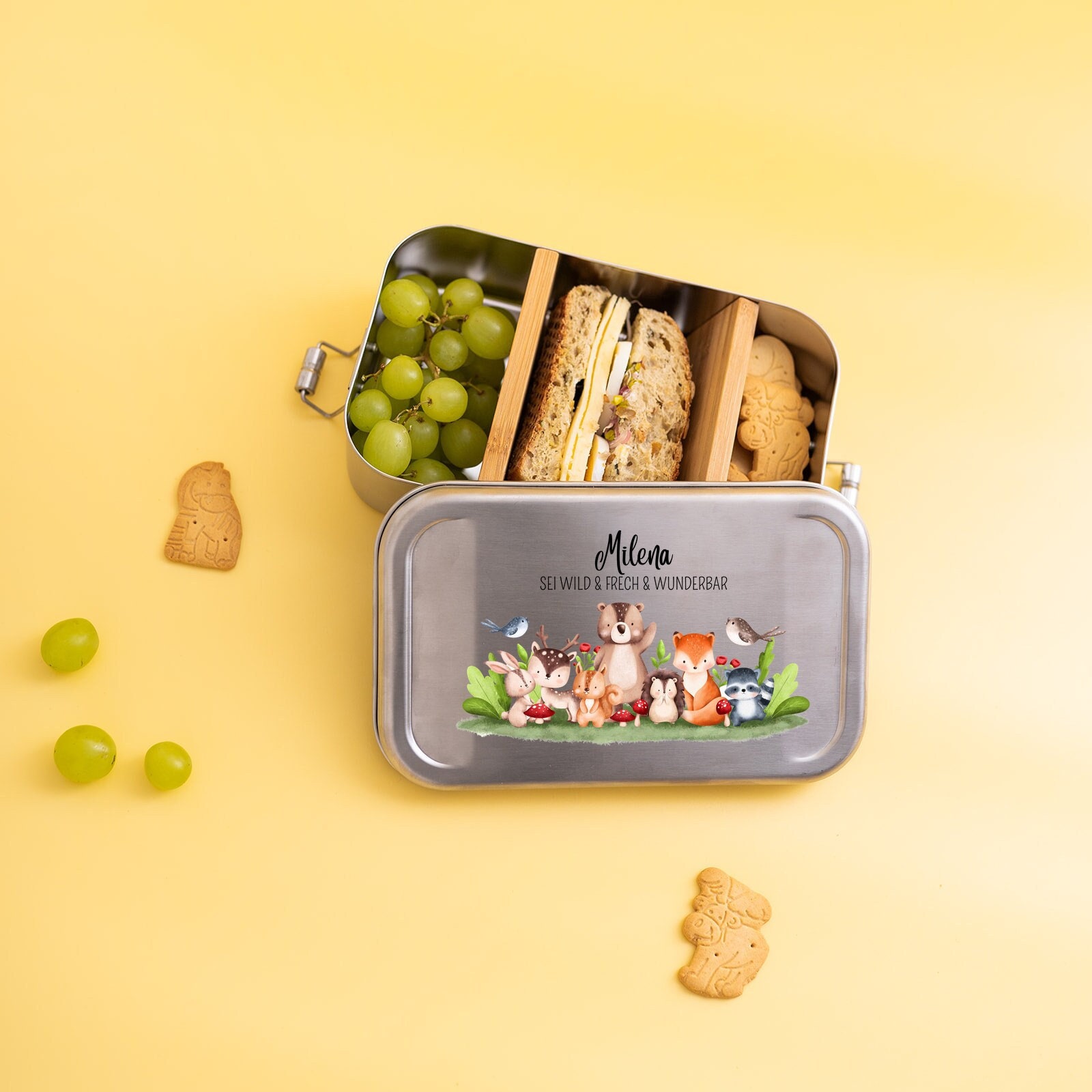 Stainless Steel Lunch Box, Children's Lunch Box, Silver Lunch Box, Children's Birthday Gift, Animal Lunch Box, Kindergarten Lunch Box