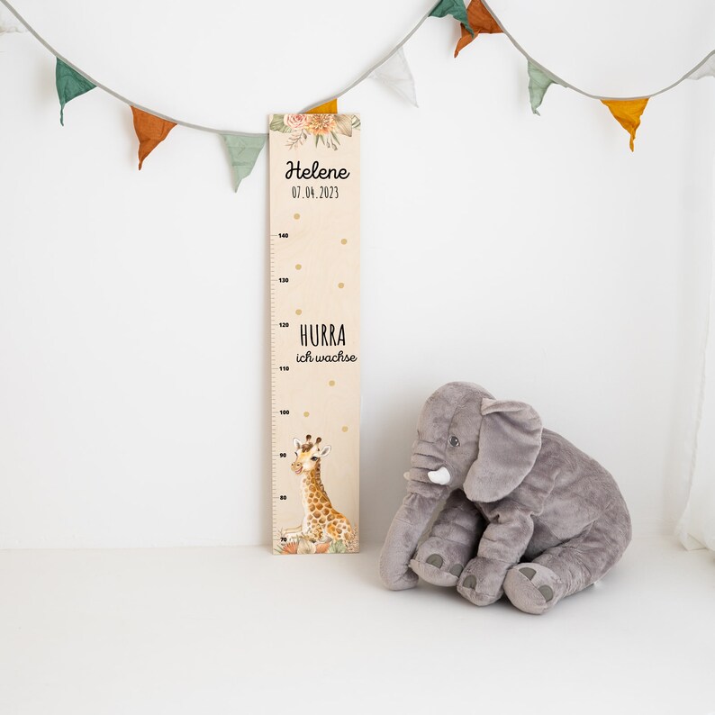 Animal measuring stick, children's measuring stick, girls measuring stick, boys measuring stick, children's measuring stick, wooden measuring stick, birth gift Giraffe