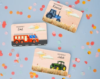 Planche de petit-déjeuner personnalisée pour enfants, cadeau pour la naissance d'un garçon, planche de petit-déjeuner tracteur, planche tracteur, tracteur enfants