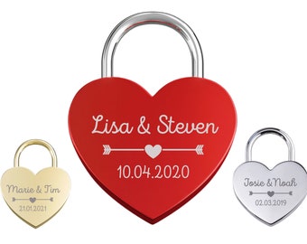 Love lock, lock with engraving, heart engraving, indentation gift, love lock with engraving, wedding gift personalized