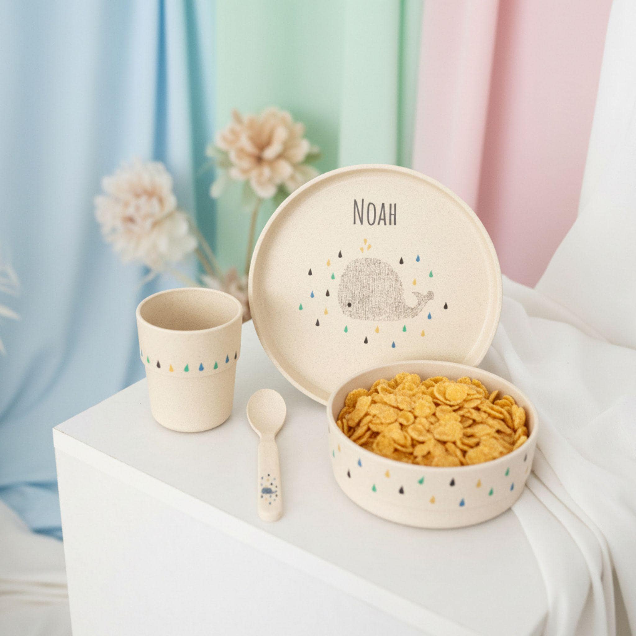 Service de table pour enfant, service de table baleine personnalisé, service de table, service de table enfant personnalisé, cadeau de naissance, cade