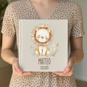Album photo bébé, album photo lion, album bébé, livre photo bébé, album photo enfants, ma première année, album bébé