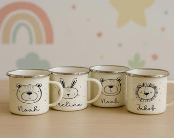 Emaille Tasse Kinder, Emaille Tasse personalisiert, Kindertasse, Schulanfang, Children Mug, Geschenkidee Kinder, Kinderbecher