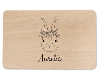 Brettchen Ostern, Frühstücksbrett Hase, Frühstücksbrett personalisiert, Holzbrett mit Gravur, Ostern Kinder Geschenk