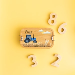 Lunchbox tractor, lunchbox kinderen, lunchbox gepersonaliseerd, tractor, lunchbox jongen, lunchbox roestvrij staal, lunchbox met naam afbeelding 2