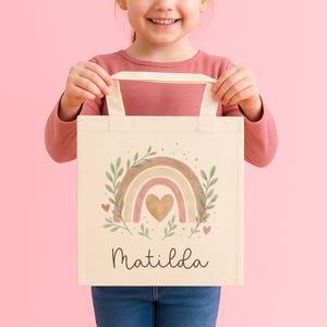 Kindergarten Stoffbeutel, Wechselbeutel Kindergarten, Stofftasche Kinder, Regenbogen Stoffbeutel, Kindergarten Mädchen