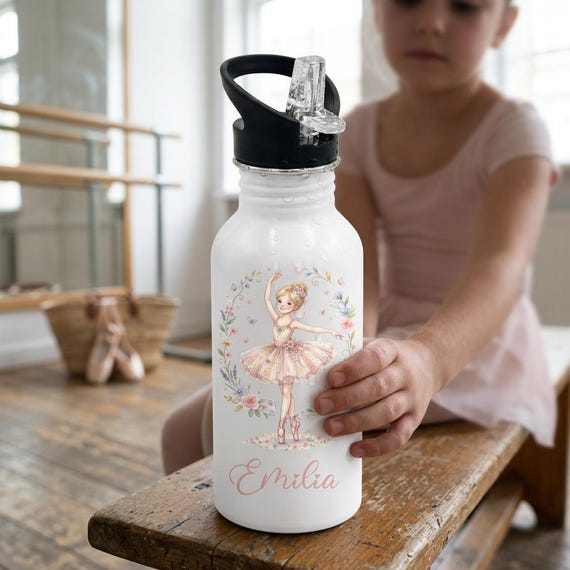 Trinkflasche Personalisiert Mädchen, Trinkflasche Ballerina, Trinkflasche Mädchen, Kindergarten, Einschulung Geschenk, Edelstahl Flasche
