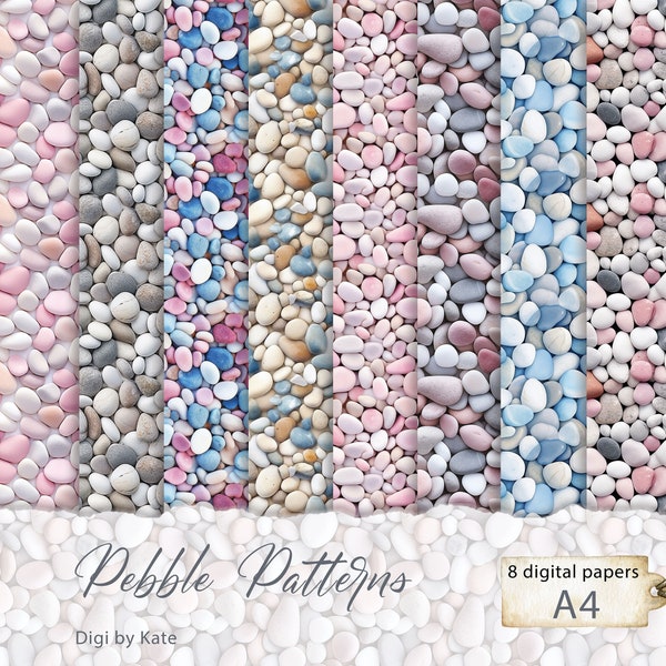 Pebble Patterns 8 A4 JPG Background Digital Paper, Pebbles Background Paper, Pink Blue Grey Pebbles Pattern Background Paper