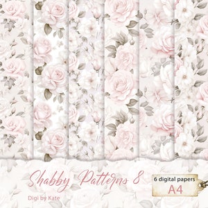 Shabby Muster 8 in Rosa auf 6 A4 JPG Seiten