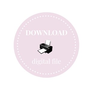 K&ouml;nnte beinhalten: Ein hellrosa Kreis mit gepunktetem Rand enth&auml;lt das Wort &bdquo;DOWNLOAD&ldquo; &uuml;ber einem kleinen schwarzen Druckersymbol. Unter dem Drucker werden die Worte &bdquo;digitale Datei&ldquo; angezeigt.