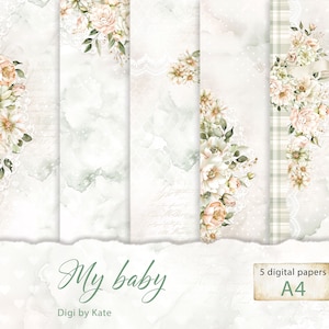 My Baby 5 A4 ist ein digitales Papier Set für besondere Anlässe wie Geburtstag, Hochzeit oder Taufe