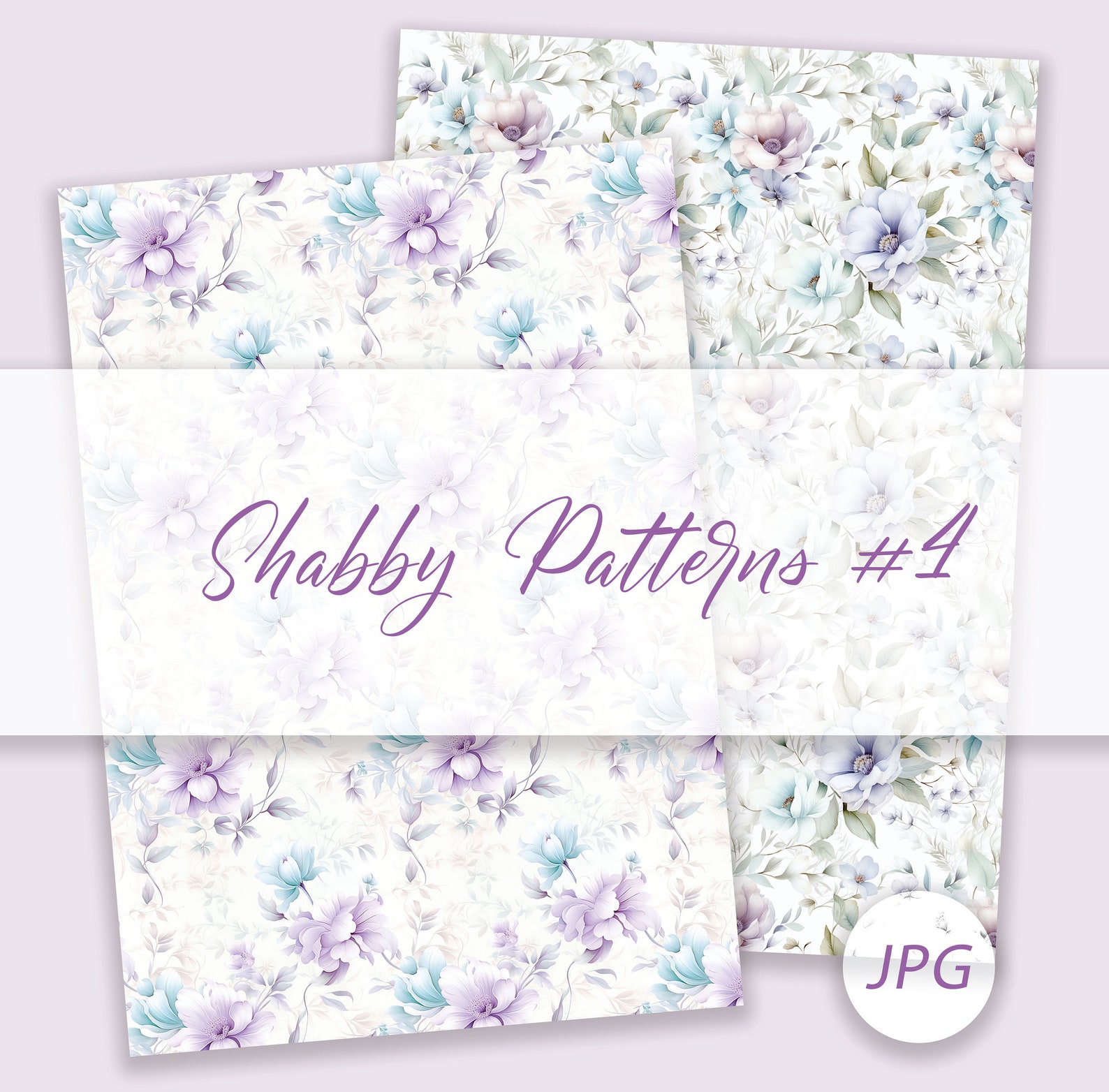 Shabby Patterns #4, A4 JPG Background Digital Paper, Shabby Teal Purple ...