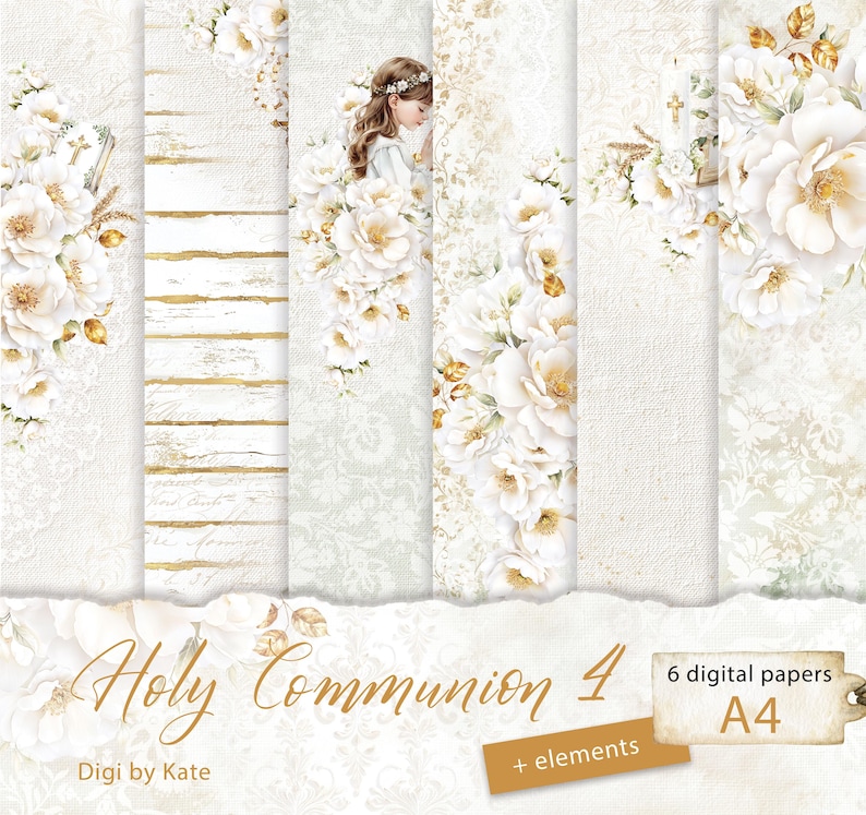 First Communion Program Paper Holy Communion 6 A4 is a Digital Paper Set for First Holy Communion - Etsy