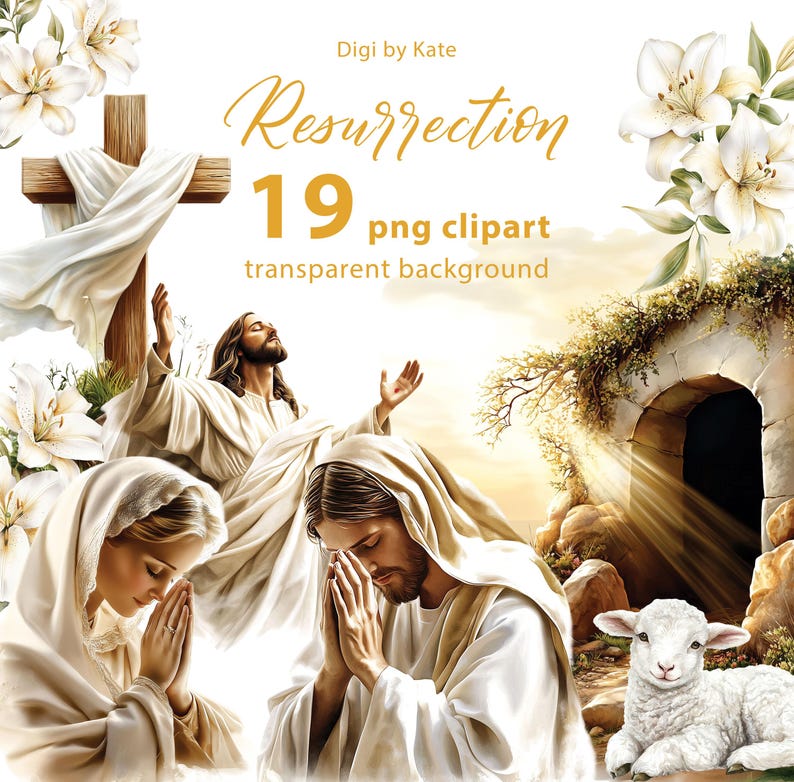 Resurrection of Jesus is a Digital Paper Set for Religious Easter ...
